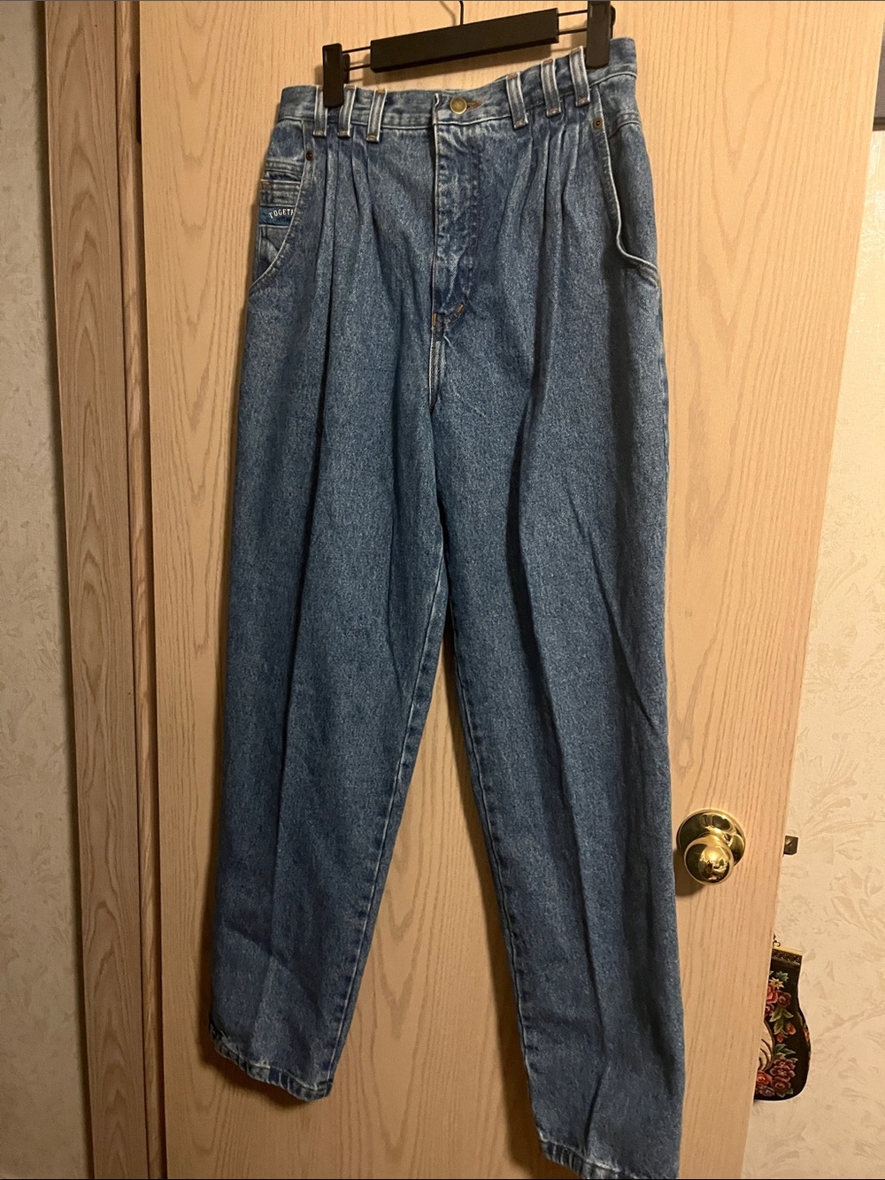 Together Relaxed Pleated Jeans in Medium Blue